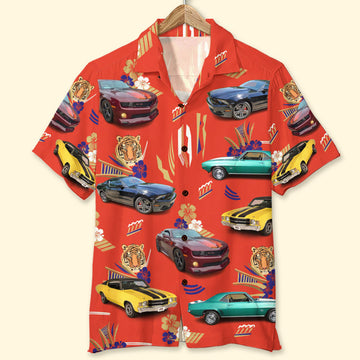 Maxcorners Personalized Classic Car Hawaiian Shirt, Gift For Car Lovers, Custom Photo Car Aloha Shirts (Up to 5 photos)