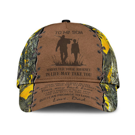 Maxcorners Personalized Hunting Dad To My Son Baseball Cap Hat Yellow Camo Pattern Classic Hunting Dad Cap Hat LM0402