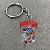 Maxcorners Pike Fishing Keychain Hooked On Freedom American Flag Fish Design Personalized Name 2D Keychain