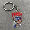 Maxcorners Crappie Fishing Keychain Hooked On Freedom American Flag Fish Design Personalized Name 2D Keychain