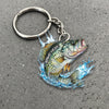 Maxcorners Crappie Fishing Keychain Fish Water Splash Art Personalized Name 2D Keychain