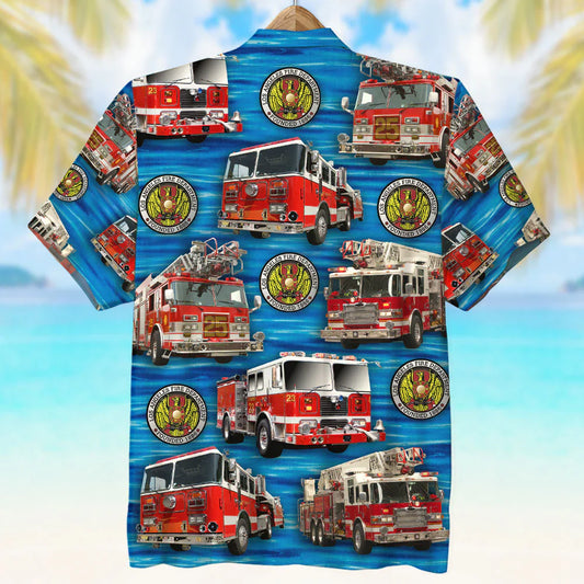 Custom Fire Engine Photo Hawaiian Shirt, Gift For Firefighter