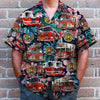 Maxcorners Personalized Fire Engine Car Hawaiian Shirt, Gift For Firefighter, Floral Pattern, Custom Photo Car Aloha Shirts