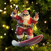 Maxcorners Custom Name Santa Surfing Ornament, Santa Christmas Gift 2D Flat LM2111