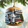 Maxcorners Custom Name Hamburger Shop Ornament, Hot Dog Santa Christmas Gift 2D Flat LM2111