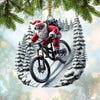 Maxcorners Custom Name Santa Mountain Bike Ornament, Christmas Gift for Mountain Bike Lover 2D Flat LM2211