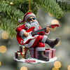 Maxcorners Custom Name Santa Guitar Rock Ornament, Santa Christmas Gift 2D Flat LM2111