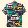 Maxcorners "Tropical Plants And Hibiscus Flowers Pattern" Personalized Muscle Car Hawaiian Shirt, Custom Photo Car Aloha Shirts (Up to 5 photos)