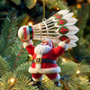 Maxcorners Custom Name Santa Badminton Ornament, Christmas Gift for Badminton Lover 2D Flat LM2111
