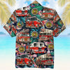 Maxcorners Personalized Fire Engine Car Hawaiian Shirt, Gift For Firefighter, Floral Pattern, Custom Photo Car Aloha Shirts
