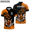 MaxCorners Bowling And Pins Fire Wolf  Customized Name 3D Polo Shirt For Men