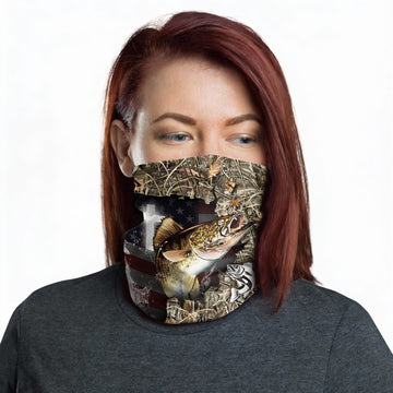 Maxcorners Walleye Cross Camo Fishing Neck Gaiter