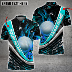 Maxcorners Golf Flaming Magma Multicolor Option Customized Name 3D Shirt