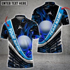 Maxcorners Golf Flaming Magma Multicolor Option Customized Name 3D Shirt