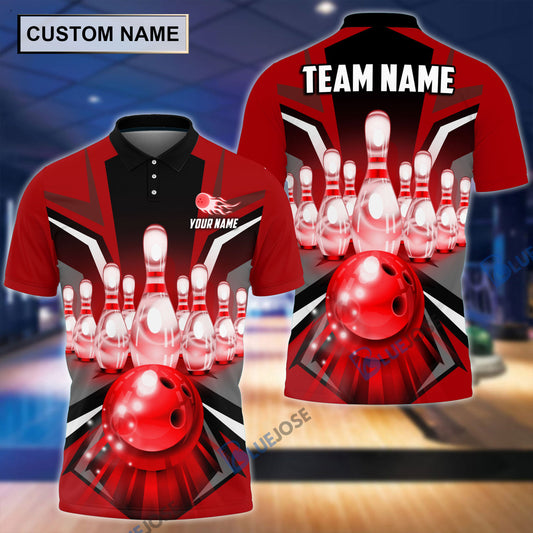 Maxcorners Bowling And Pins Multicolor Option Customized Name 3D Shirt