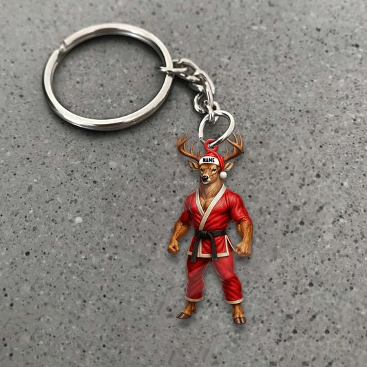 Maxcorners Personalized Karate Deer Ornament, Custom Name Martial Arts Christmas Decoration

 LM0411