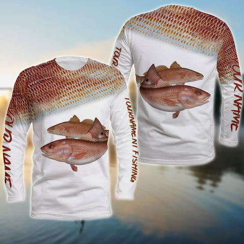 Maxcorners Personalized Red Fish Puppy Drum Tournament Fishing 3D Hoodie