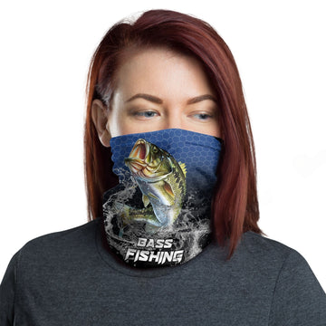 Maxcorners Bass Fishing Navy Hexagon Sport Neck Gaiter