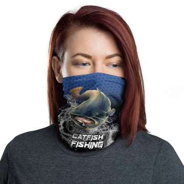 Maxcorners Catfish Fishing Navy Hexagon Sport Neck Gaiter
