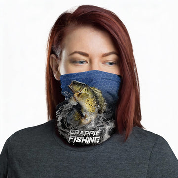 Maxcorners Crappie Fishing Navy Hexagon Sport Neck Gaiter