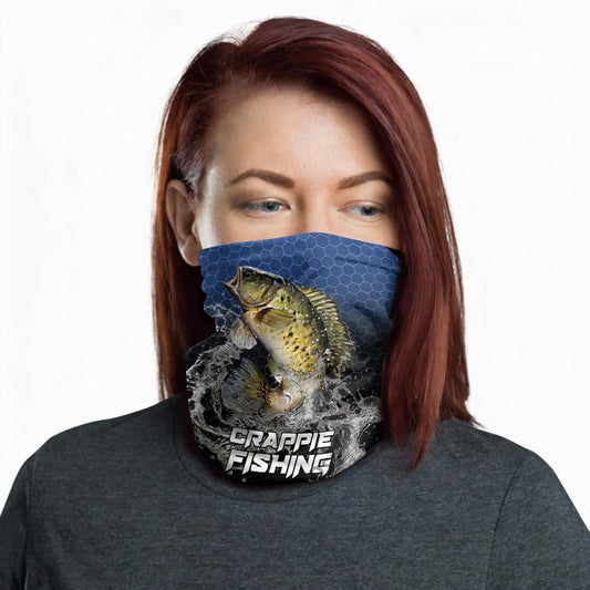 Maxcorners Crappie Fishing Navy Hexagon Sport Neck Gaiter
