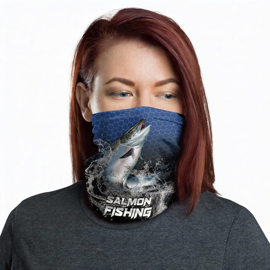 Maxcorners Salmon Fishing Navy Hexagon Sport Neck Gaiter