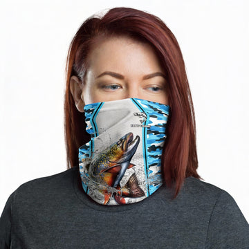 Maxcorners Trout Fishing Light Blue Camo Sport Neck Gaiter