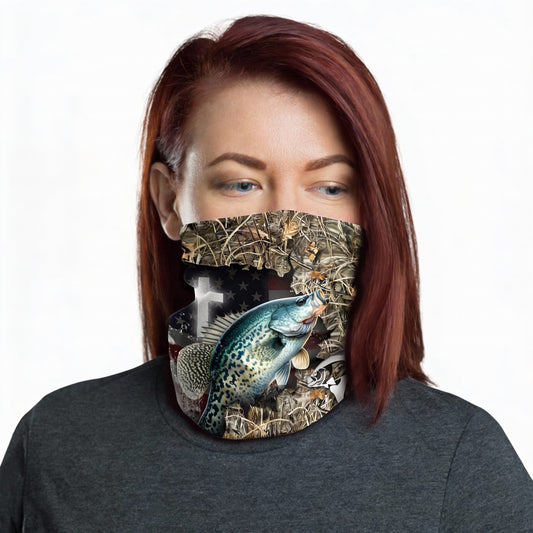 Maxcorners Crappie Cross Camo Fishing Neck Gaiter