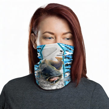 Maxcorners Catfish Fishing Light Blue Camo Sport Neck Gaiter
