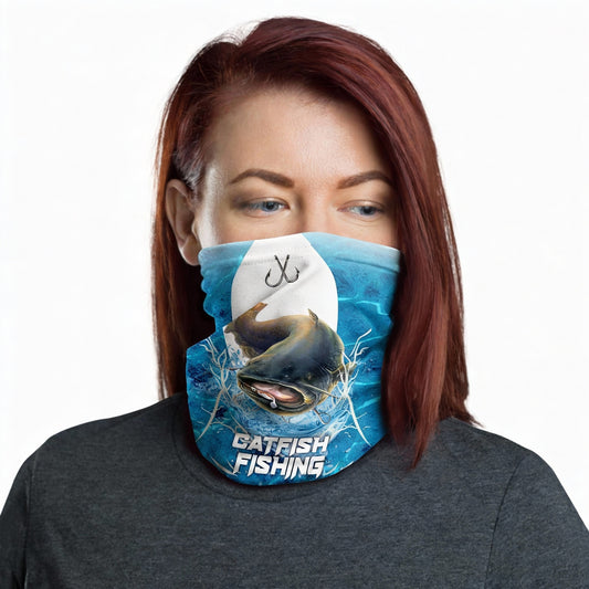 Maxcorners Catfish Fishing Blue Wave Neck Gaiter