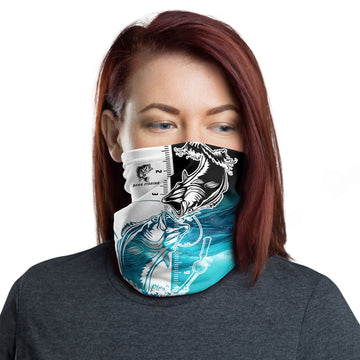 Maxcorners Bass Fishing White Blue Water Neck Gaiter