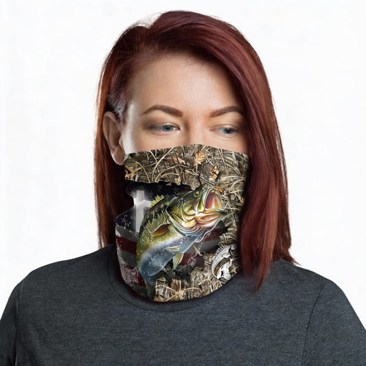 Maxcorners Bass Cross Camo Fishing Neck Gaiter