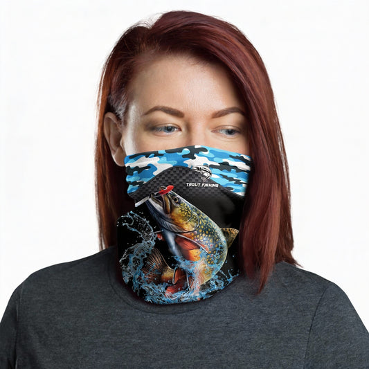 Maxcorners Trout Fishing Blue Camo Sport Neck Gaiter