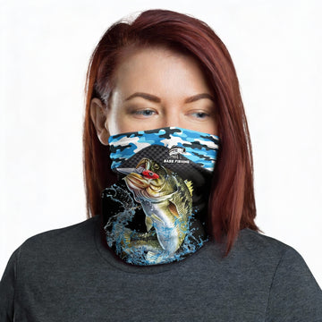Maxcorners Bass Fishing Blue Camo Sport Neck Gaiter