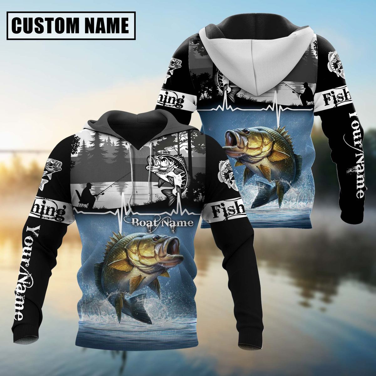 Maxcorners Personalized Bass Fishing Jerseys 3D Hoodie