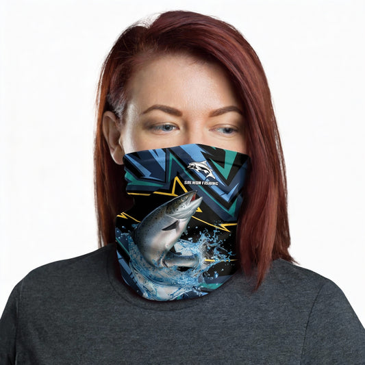 Maxcorners Salmon Fishing Lightning Pattern Sport Neck Gaiter