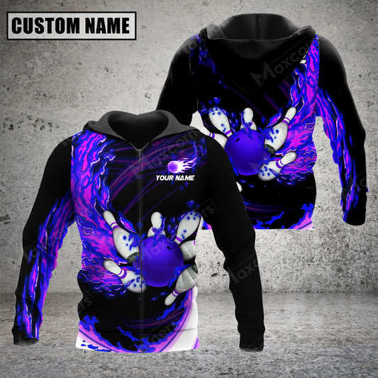 Maxcorners Breath Of Fire Bowling And Pins Multicolor Option 3D Custom Name Shirt