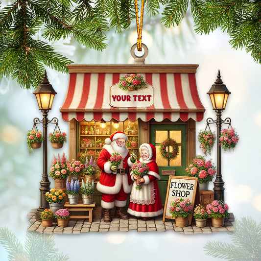 Maxcorners Custom Name Flower Shop Ornament, Flower Shop Christmas Decoration 2D Flat LM2111