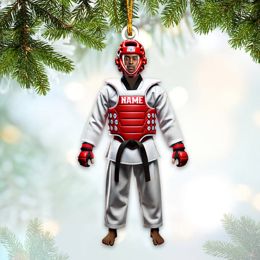 Maxcorners Custom Name and Face Taekwondo Ornament, Taekwondo Christmas Gift 2D Flat LM2211