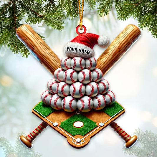 Maxcorners Custom Name Baseball Ornament, Baseball Lover Christmas Gift3 2D Flat LM2111