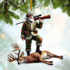 Maxcorners Custom Name Deer Hunting Ornament, Deer Hunter Christmas Gift 2D Flat LM2211