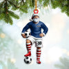 Maxcorners Custom Name Soccer Santa Ornament, Soccer Christmas Gifts 2D Flat LM2211