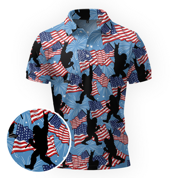 Maxcorners Sasquatch Freedom Stomp Golf Polo Shirt