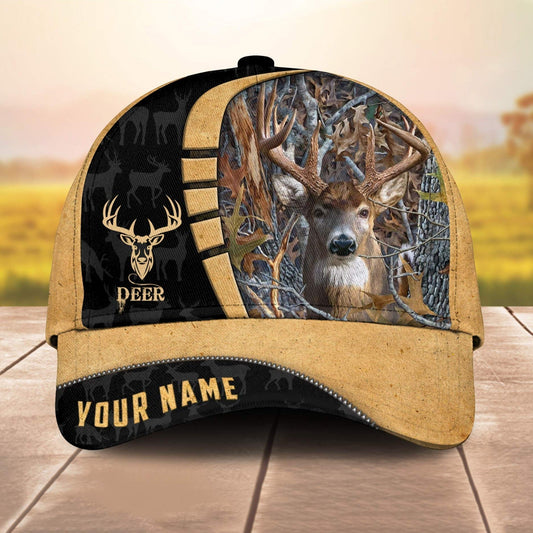 Maxcorners Custom Name Hunting Cale 3D Cap 3D All Over Print Baseball Cap, Cap For Farm Lovers, Animal Cap, Leather Pattern Cap LM0402