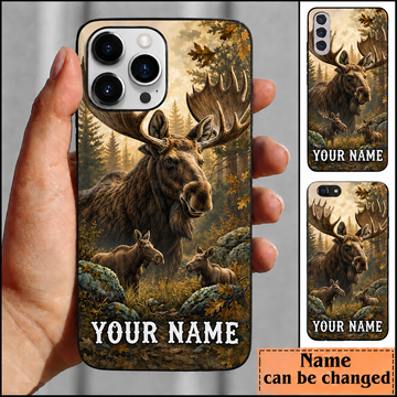 Maxcorners Hunting Big Antler Moose Wilderness Woodland Autumn Nature Customized Name Phone Case