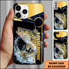 Maxcorners Fishing Black Gold Tech Frame Water Splash Personalized Name Phone Case (10 Fish Species)