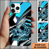 Maxcorners Fishing Blue Black Geometric Lightning Splash Personalized Name Phone Case (10 Fish Species)
