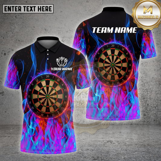 Maxcorners Dartboard Neon Flame Firestorm Multiple Options Personalized Name, Team Name 3D Shirt