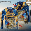 Maxcorners Fishing Blue Flame Personalized Name, Team Name Long Sleeve Shirt (9 Fish Species)