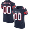 Maxcorners Custom Navy White-Red Mesh Authentic Game Day Football Jersey LM2605